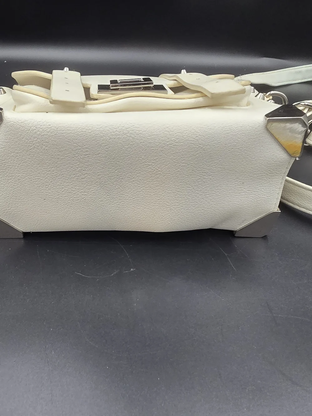 Cream Studded Crossbody Bag with Adjustable Strap